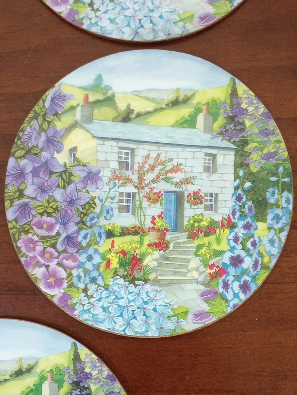 Country Cottage Hot Pads/Plates - Set Of 5, Vintage!